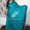 Pure Gajji silk Bandhini Ajrakh fusion saree | Rama green colour