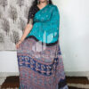 Pure Gajji silk Bandhini Ajrakh fusion saree | Rama green colour - Image 2