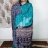 Pure Gajji silk Bandhini Ajrakh fusion saree | Rama green colour - Image 3