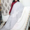 Pure Mercerized cotton half stripes temple jamdani border -White colour