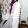 Pure Mercerized cotton half stripes temple jamdani border -White colour - Image 3