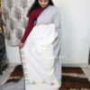 Pure Mercerized cotton half stripes temple jamdani border -White colour - Image 4