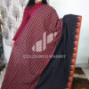Pure Mercerized cotton half stripes temple jamdani border -Black colour