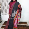 Pure Mercerized cotton half stripes temple jamdani border -Black colour - Image 2