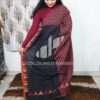 Pure Mercerized cotton half stripes temple jamdani border -Black colour - Image 3