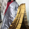Pure Mul cotton dual shade tissue saree Grey & gold - Image 2