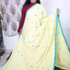 Pure Mercerized cotton meenakari flower butta -Lemon yellow colour - Image 2