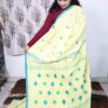 Pure Mercerized cotton meenakari flower butta -Lemon yellow colour