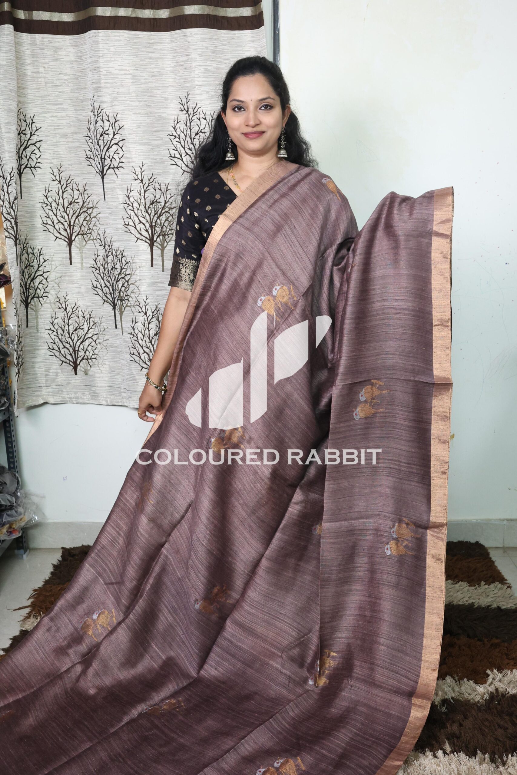 Pure Matka silk brids jamdani saree - Pastel brown