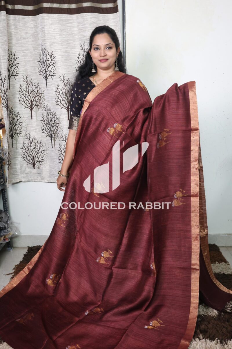 Pure Matka silk brids jamdani saree - Maroon
