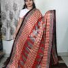 Pure Modal silk ajrakh block kantha stich saree