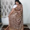 Pure Modal silk ajrakh block kantha stich saree - Beige colour - Image 2