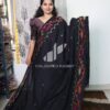 Pure mercerized cotton handwoven jamdani saree - Black