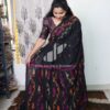 Pure mercerized cotton handwoven jamdani saree - Black - Image 2